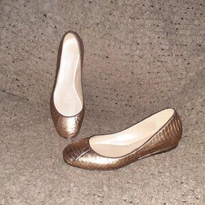 JEAN-MICHEL CAZABAT-Robin-Rose Gold Snakeskin Leather Flats-Sz 36-Near Mint